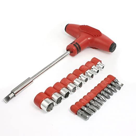 T Shape Screwdriver Set Batch Head Ratchet Pawl Socket Spanner Hand Tools